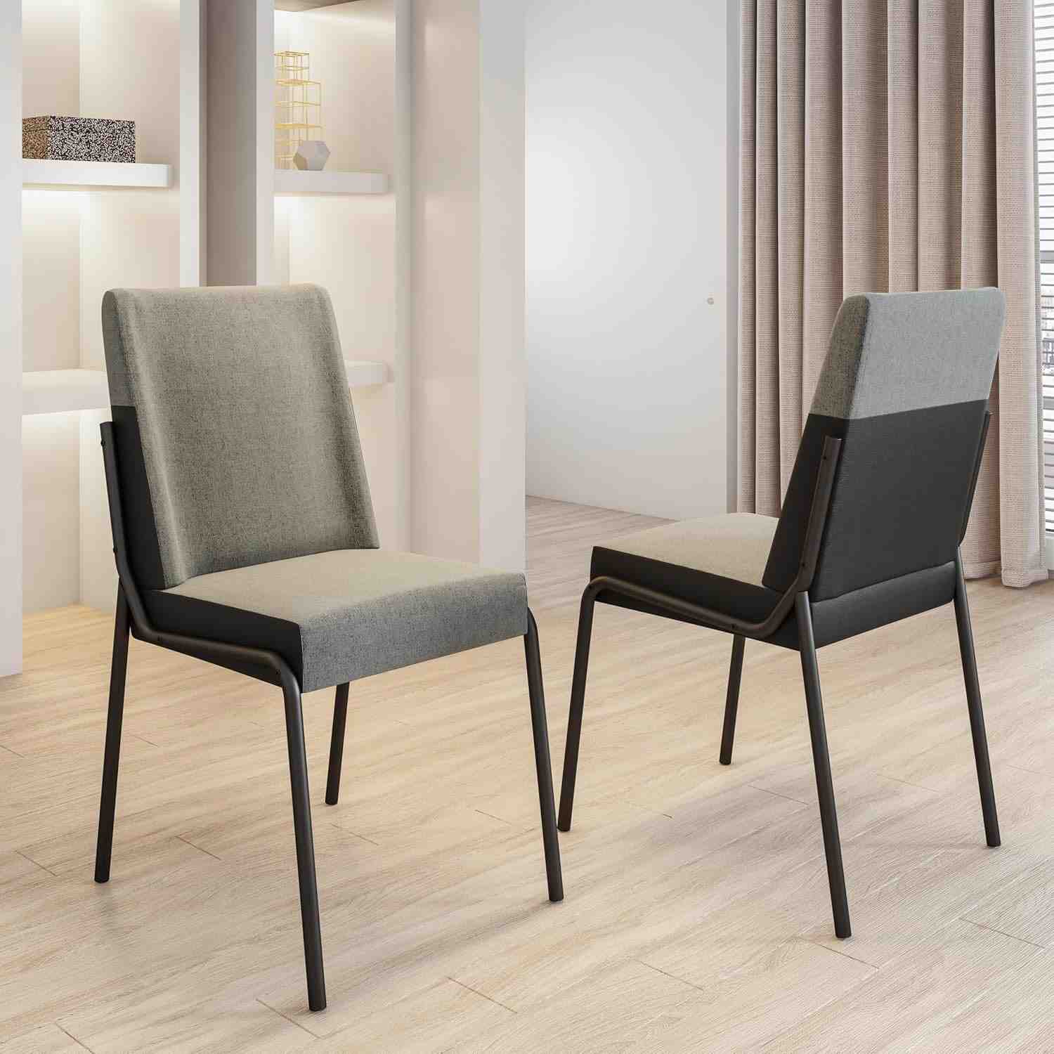 Conjunto com 2 Cadeiras de Jantar Hug 1749 Carraro Grafite Preto - Design Moderno e Conforto Superior