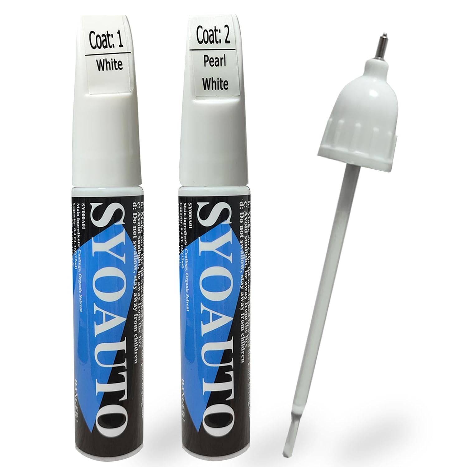 SYOAUTO Tinta de retoque branca perolada para carros Tinta de retoque automotivo Reparação de arranhões Removedor de arranhões 2 em 1 Branco pérola