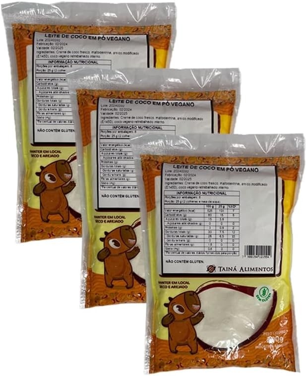 Kit 3X: Leite de Coco em Pó Tainá Alimentos 200g
