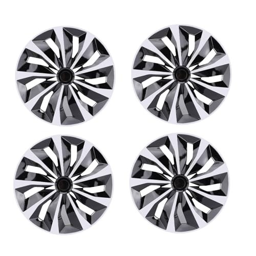 Jiawu Capas Cubos de 14 Polegadas, Tampa Roda Snap No Conjunto de Capas Cubos R14, Capa Universal Borda Roda para Carros Caminhões SUV, Conjunto de 4, Material ABS, Calotas para (Preto prateado)