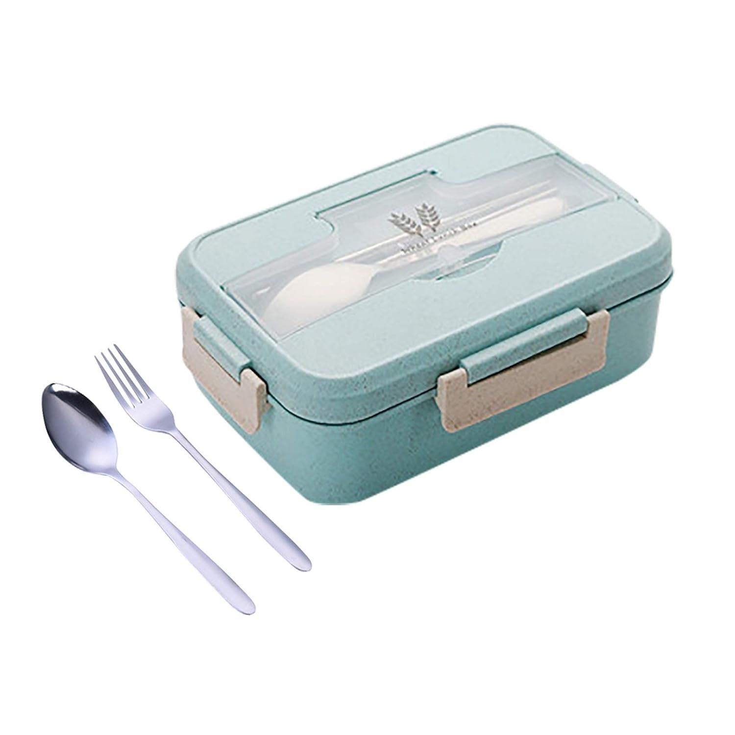 Conjunto de 3 Marmitas Palha de Trigo com Compartimentos - Kit Completo com Talheres Aço Inox, à Prova de Vazamento e Sem BPA