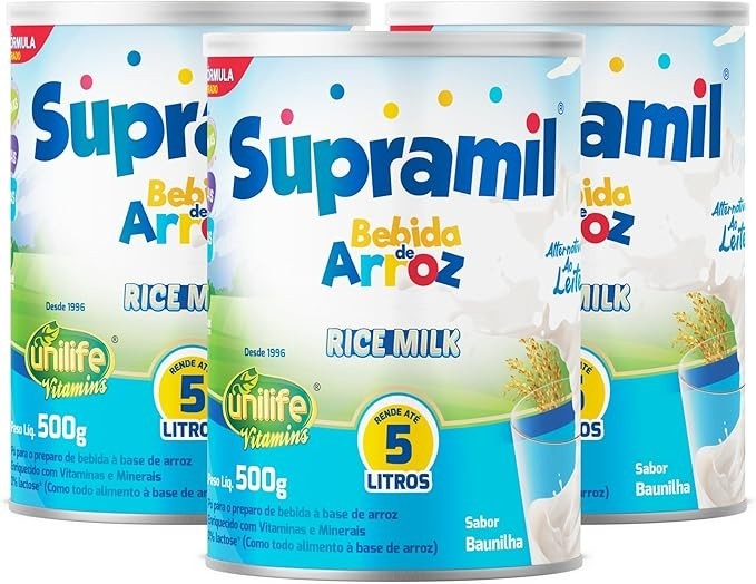 Kit 3 Bebida de Arroz Kids Unilife sabor Baunilha 500g