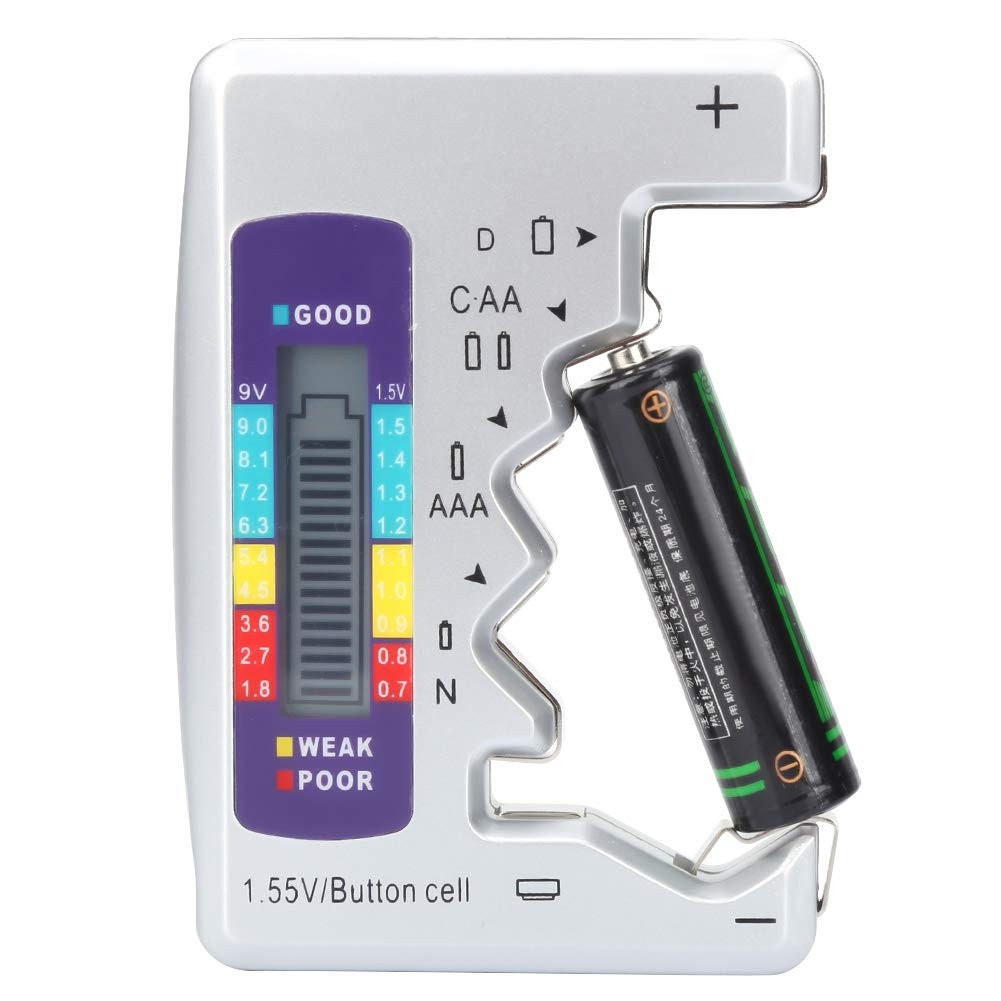 Testador de Bateria Digital LCD: Verificador de Carga Universal para Pilhas AA, AAA, 9V e Botão