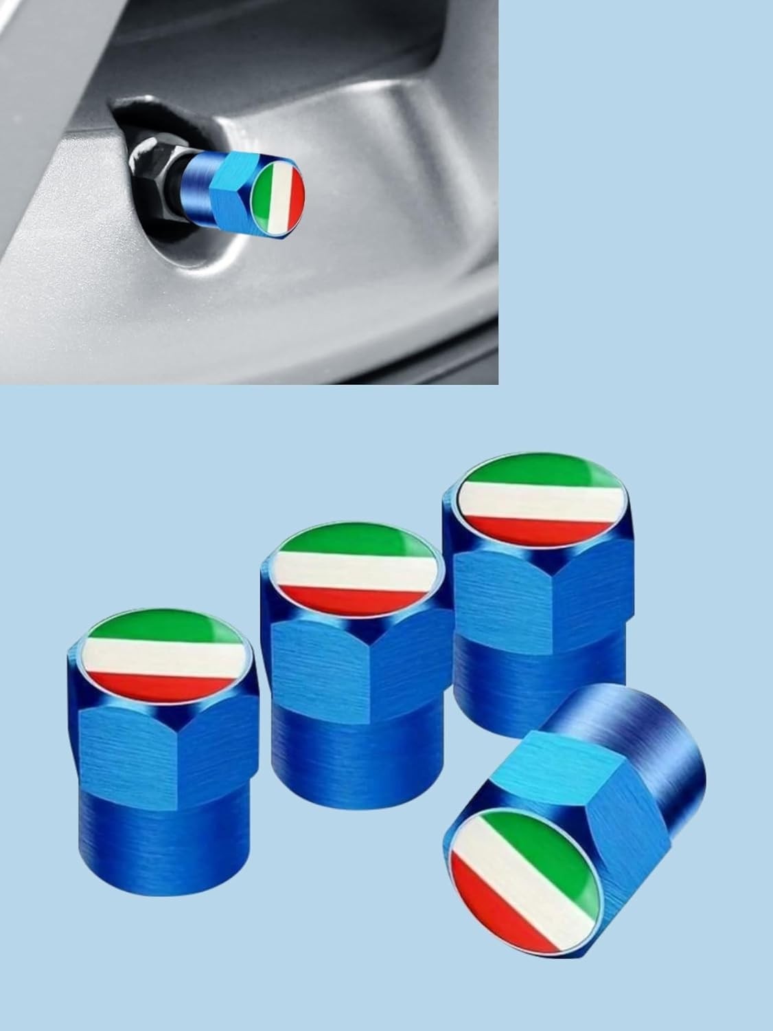 Tampas de Válvula de Pneu Premium: Alumínio Anodizado Azul para Carros, Motos e Caminhões (Kit 4 Peças)