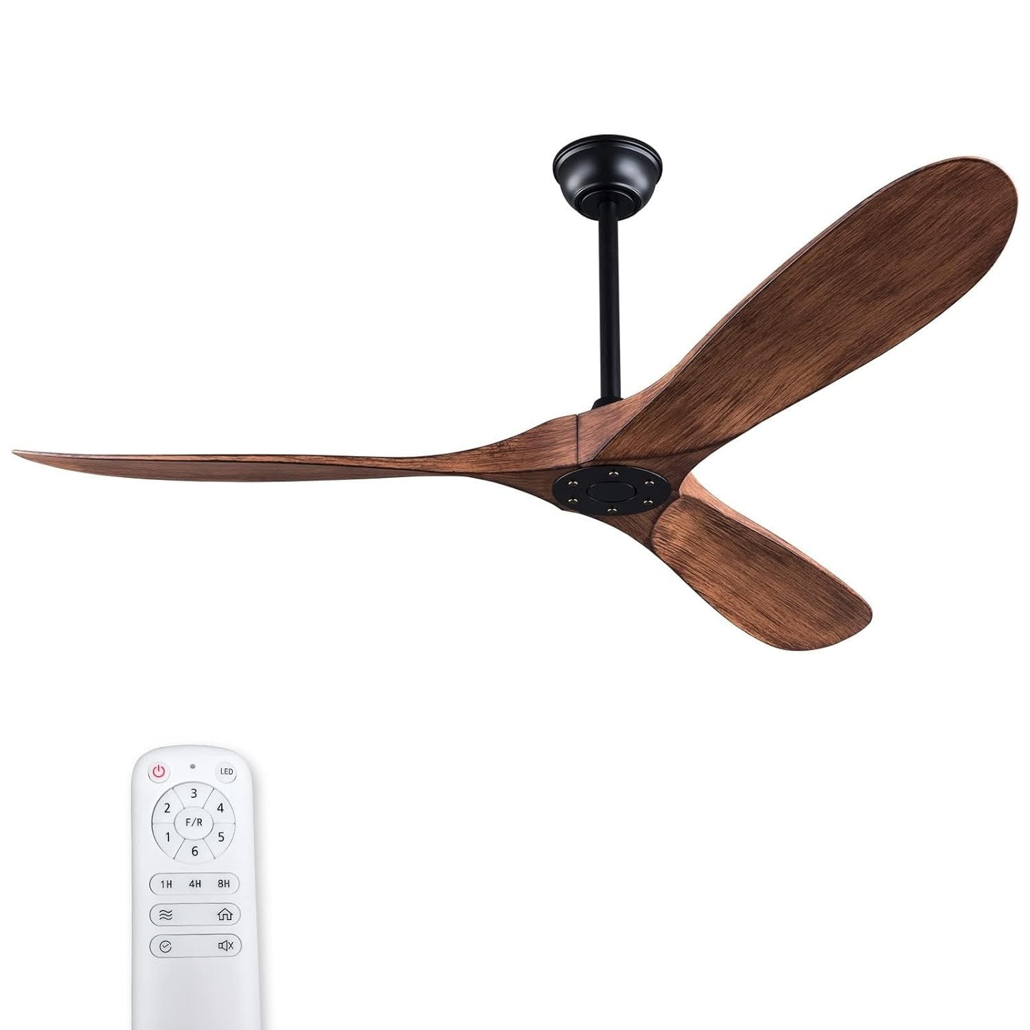 Ventilador de Teto Moderno 52" KBZZ - 6 Velocidades Silencioso, Motor CC, 3 Lâminas ABS, Ideal para Ambientes Internos e Externos