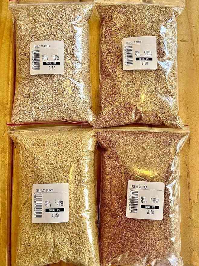 Mix de Farinhas Naturais, 5 Tipos, 100g cada - Banana Verde, Aveia, Gergelim, Gérmen de Trigo, Fibra de Maçã