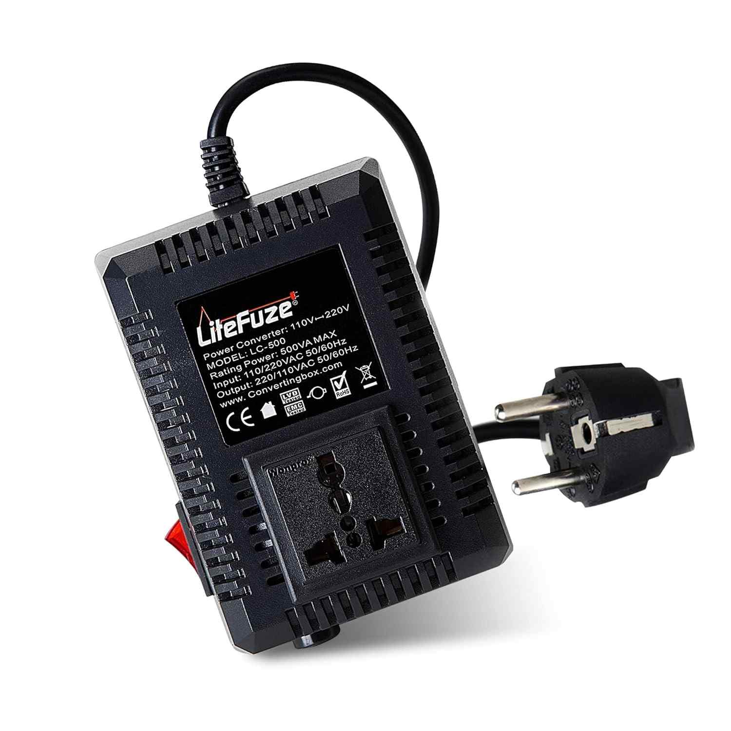 Conversor de Tensão LiteFuze LC-500EU 500W: Energia Global para Sua Viagem!