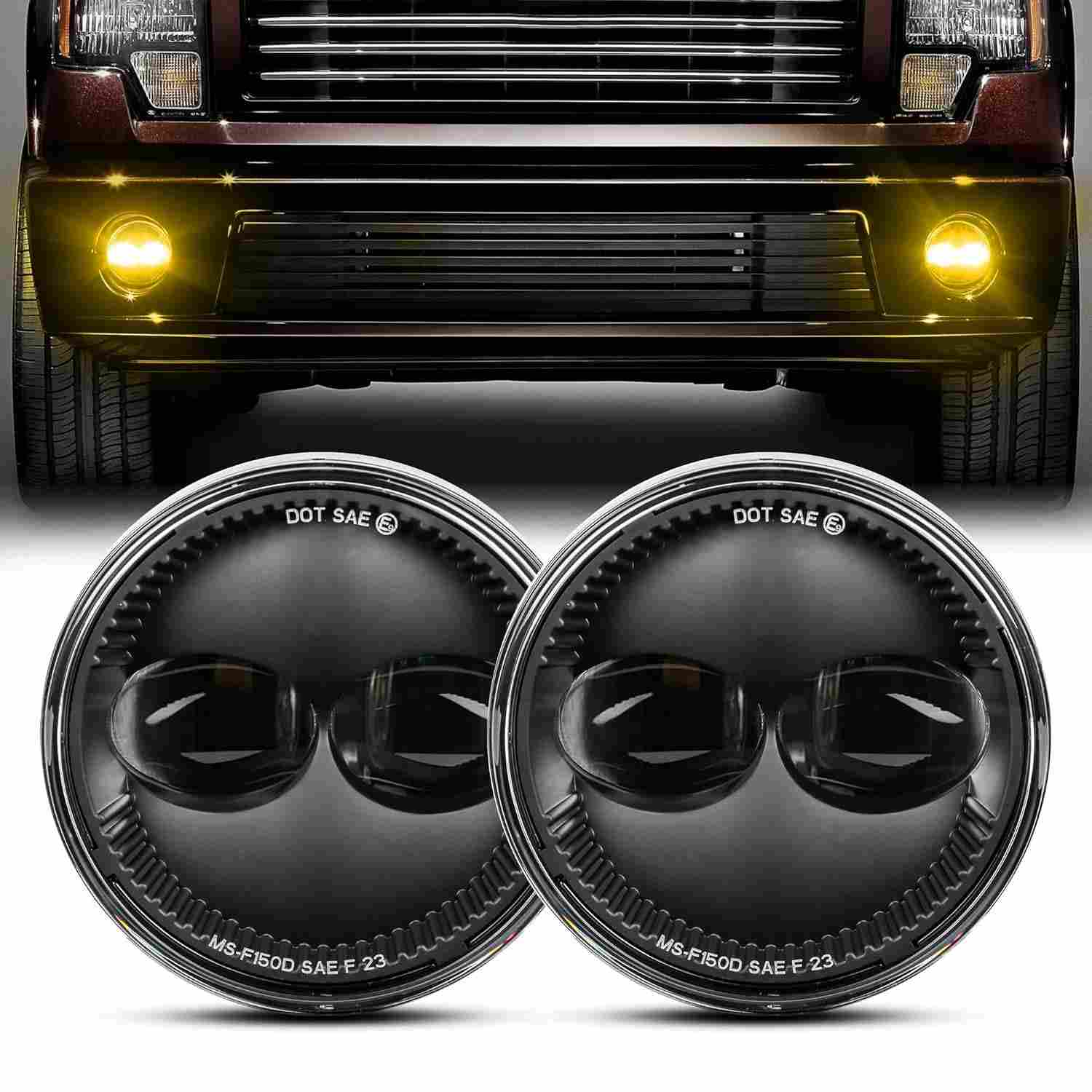 Faróis de Neblina LED Dupla Cor para Ford F150 2006-2014: Branco/Amarelo - Visibilidade Superior