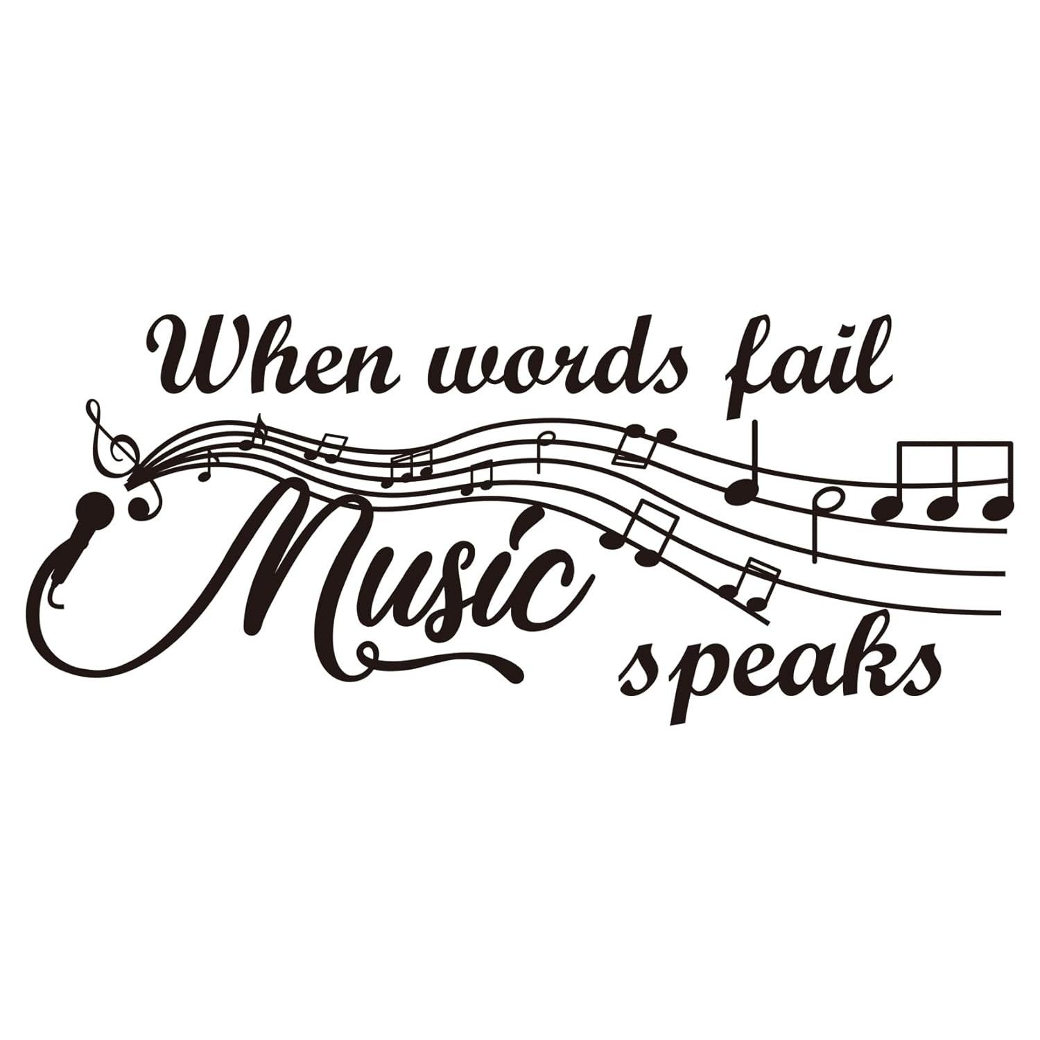 Decalque de Parede When Words Fail Music Speaks - Vinil Decorativo para Sala de Música