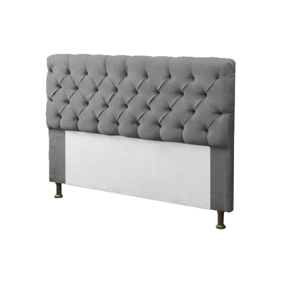 Cabeceira para Cama Box Casal 140cm Mirage com Capitonê em Suede Cinza - Dl Decor