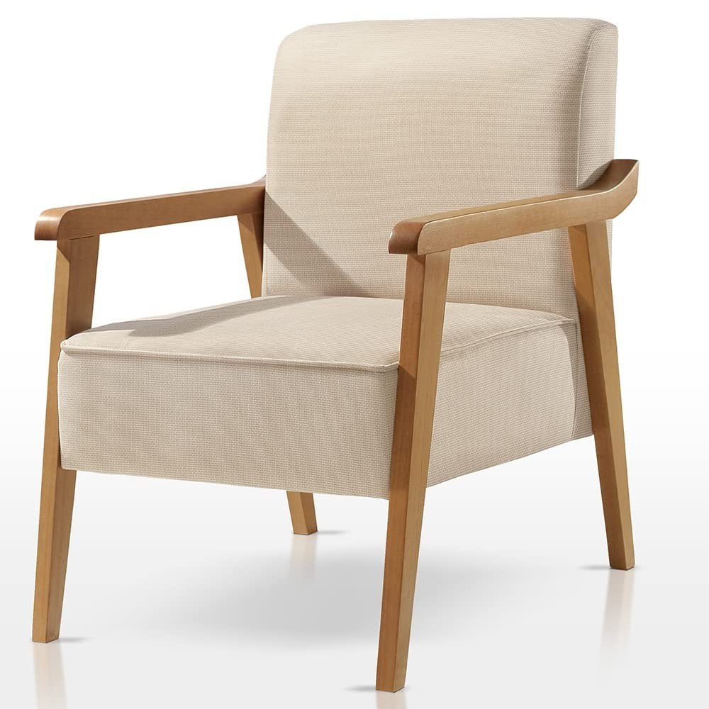 Poltrona Lina Agarb Decor em Linho Bege Claro - Estilo e Conforto com Design Premium