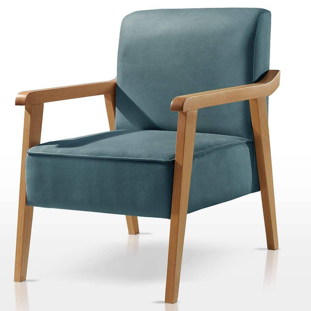 Poltrona Lina Agarb Decor em Linho Azul - Estilo e Conforto Premium