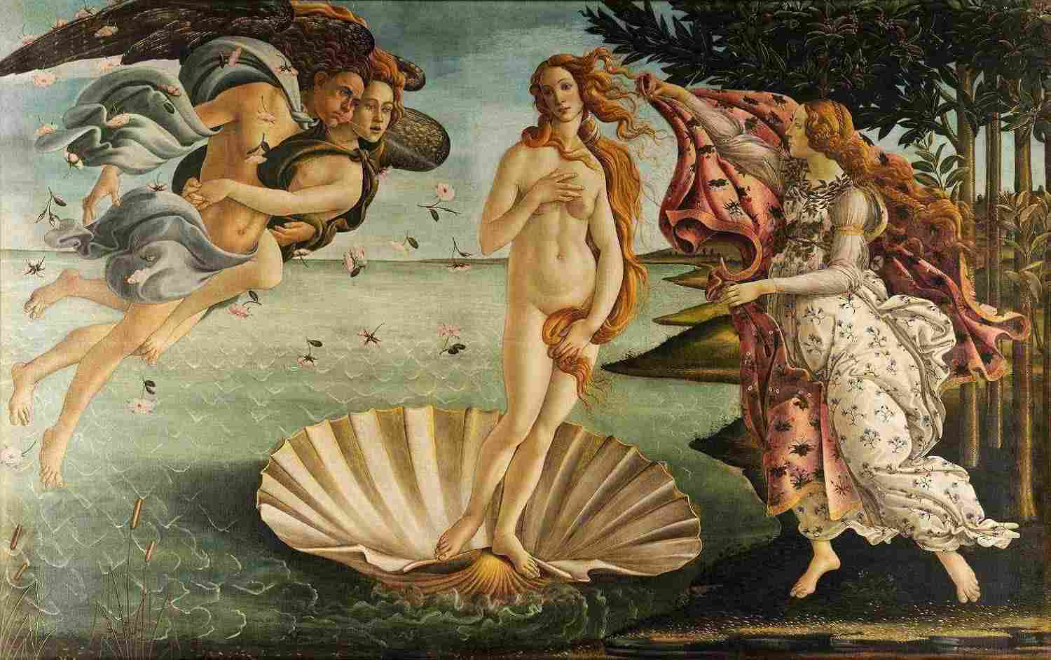 O Nascimento de Vênus de Botticelli - Tela Canvas 30x48cm | Arte Clássica para Decoração