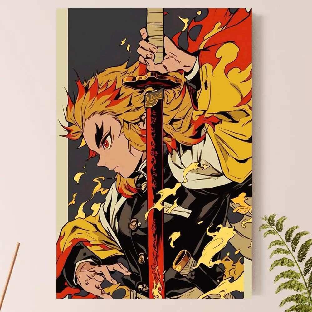 Placa Quadro Decorativo Kimetsu no Yaiba - Kyojuro Rengoku | MDF Premium | Decoração Anime
