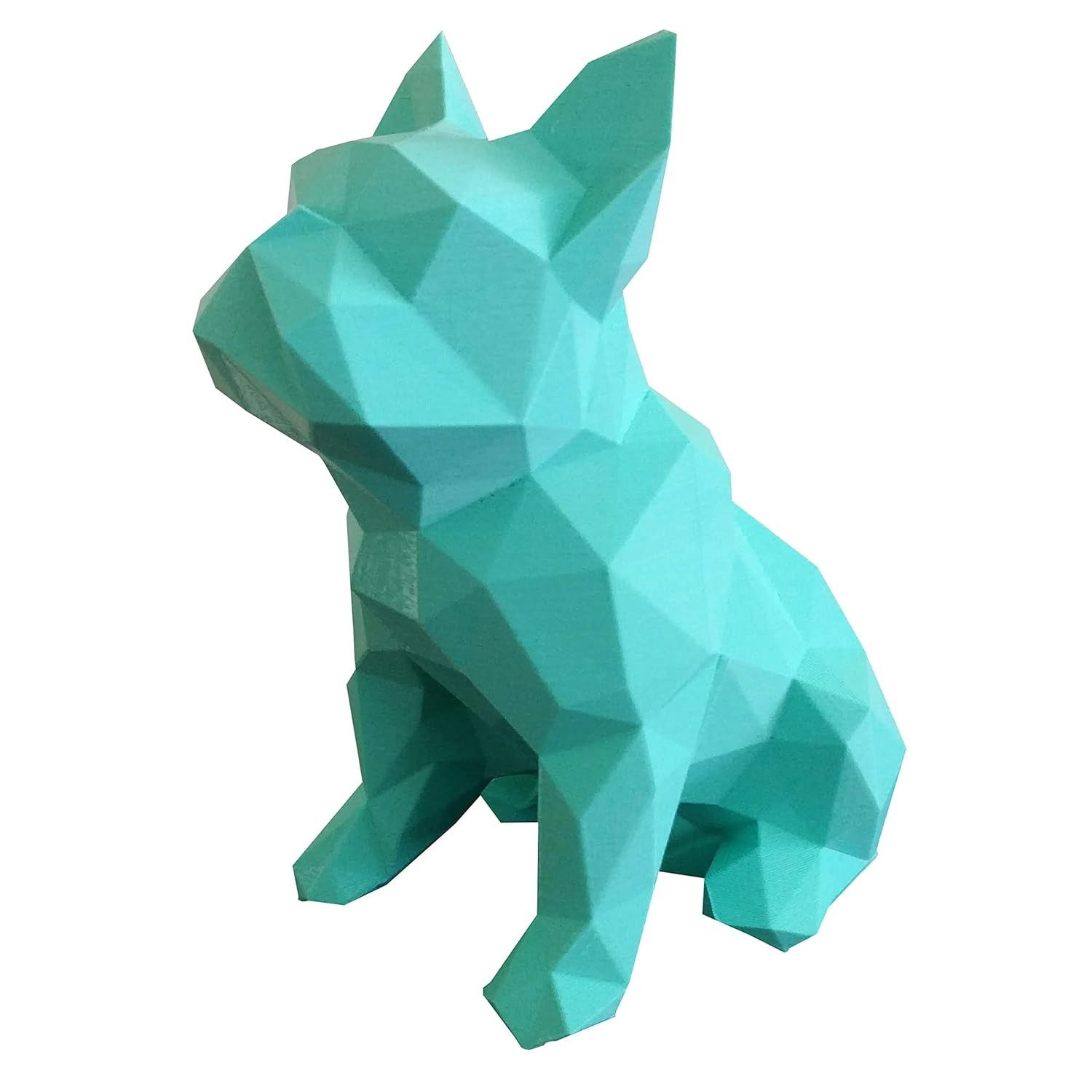Bulldog Francês Sentado Decorativo 3D Azul Tiffany - 15 cm | Decoração Moderna e Estilosa