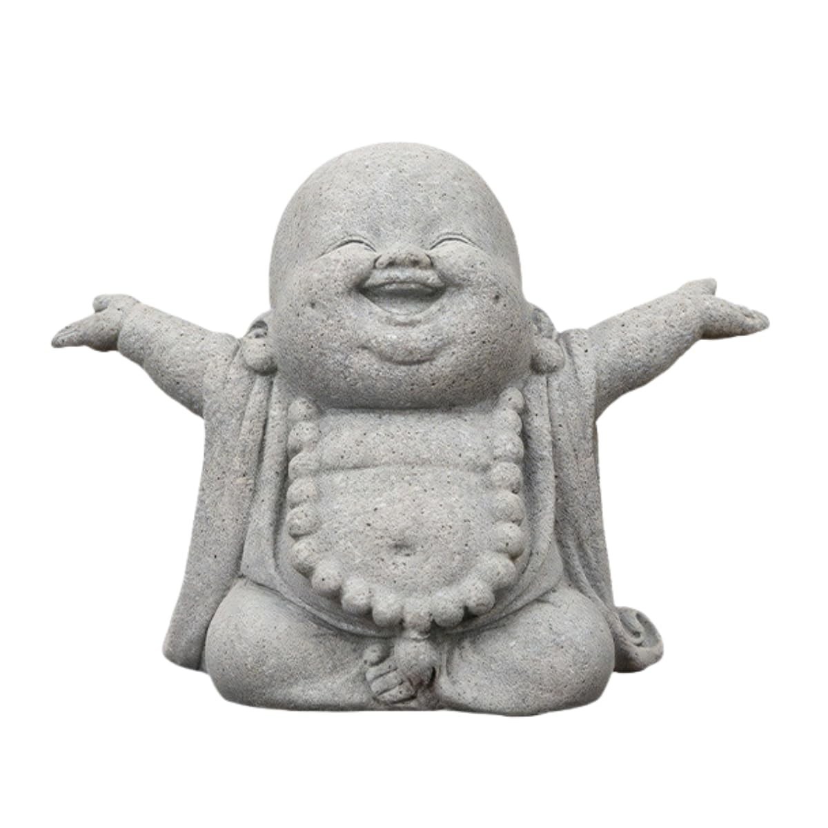 Estátua de Buda Rindo em Arenito - Decoração Zen para Meditação e Ambientes Serenos