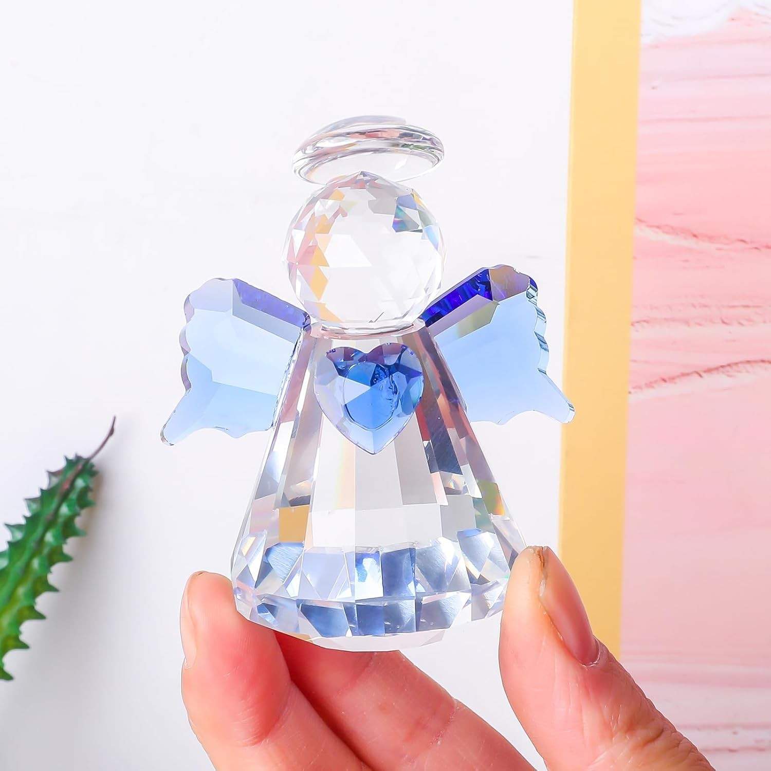 Estatueta de Anjo de Cristal - Decoração de Natal Elegante e Brilhante