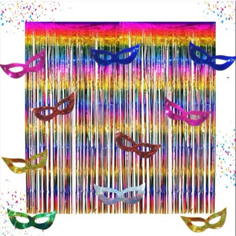 Decoração Carnaval: Kit Cortina + Máscaras