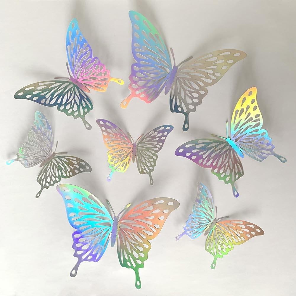 Adesivos de Parede 3D Borboleta Colorida - Decoração Removível para Quarto, Escritório e Festas