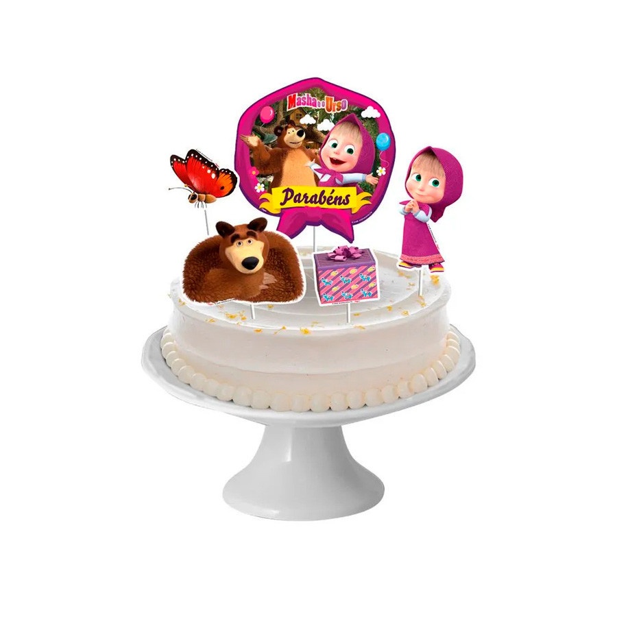 Decoração de Bolo Masha e o Urso: Festa Mágica!