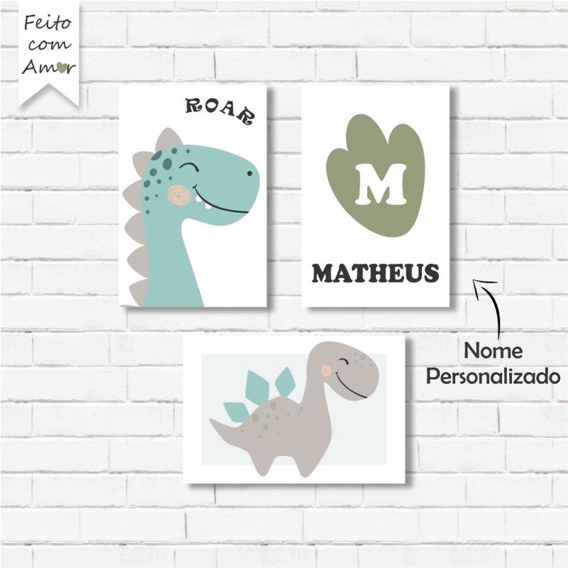 Decoração Dinossauros: Kit de Placas para Quarto Infantil
