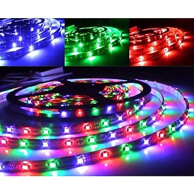 Fita LED RGB 5050 5m com Controle e Fonte – Iluminação Gamer e Decoração