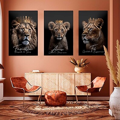 Quadros Leões Família: Fé, Gratidão e Decoração