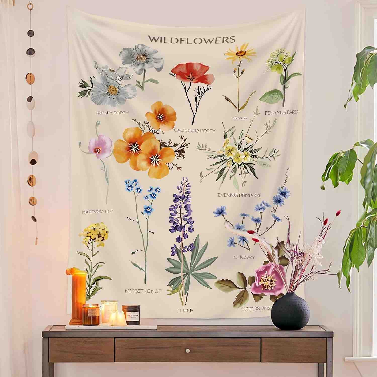 Tapeçaria de Parede com Estampa Floral e Vintage - Decoração Elegante para Sala e Quarto