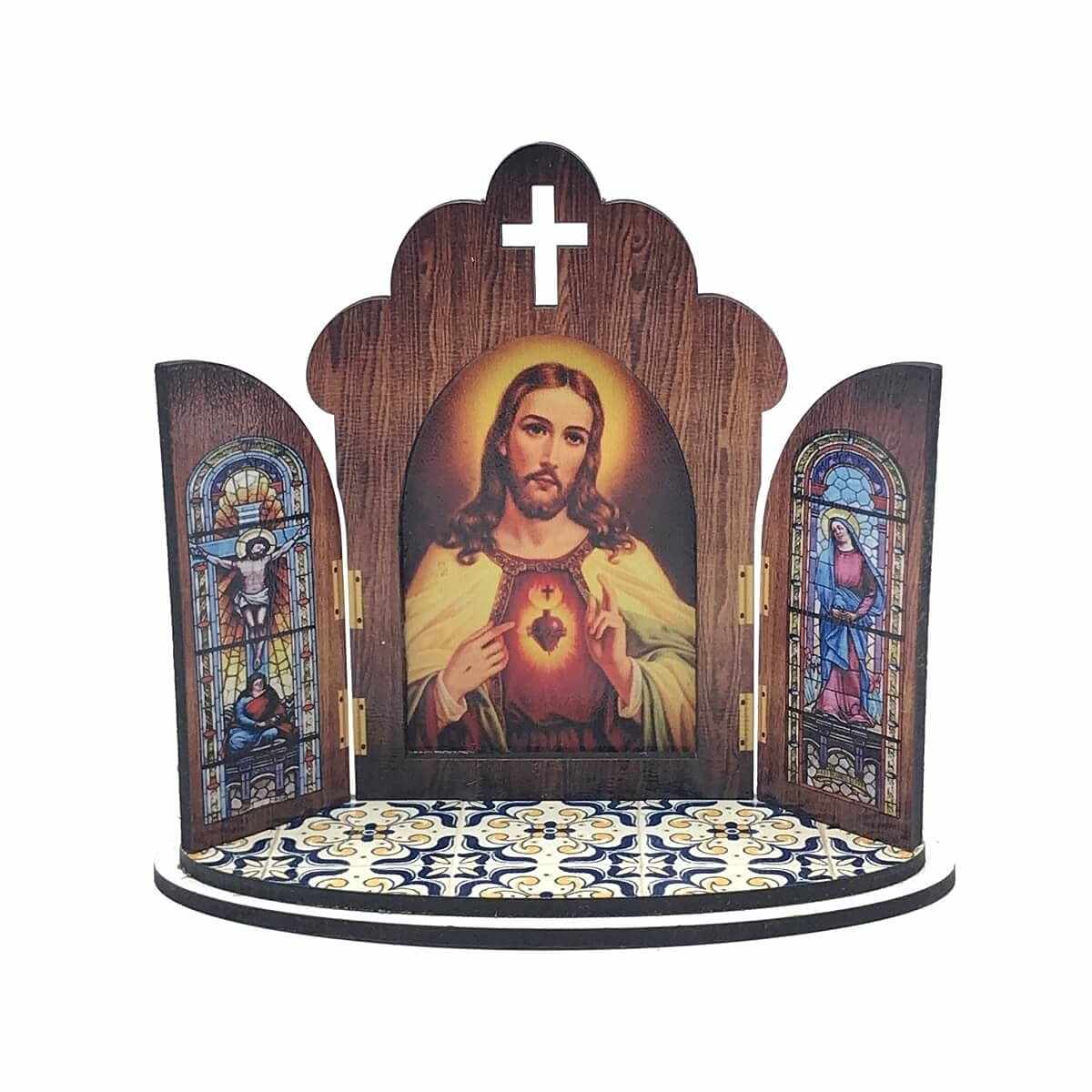 Capela em MDF Sagrado Coração de Jesus - Decoração Devocional Elegante