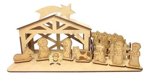Presépio de Natal em MDF Infantil com Manjedoura - Decoração Educativa e Divertida