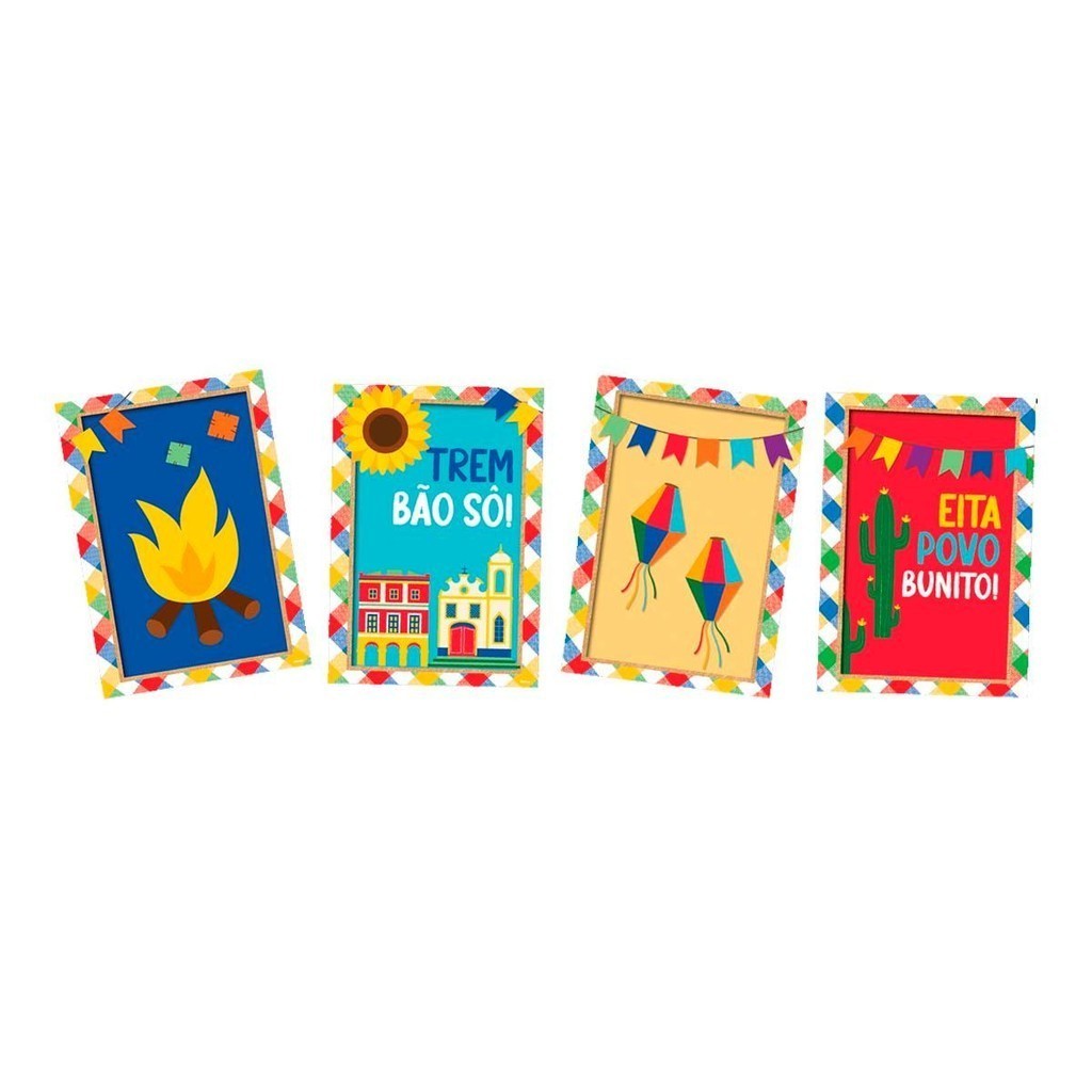 Decoração Festa Junina: Kit 4 Quadros Personalizados