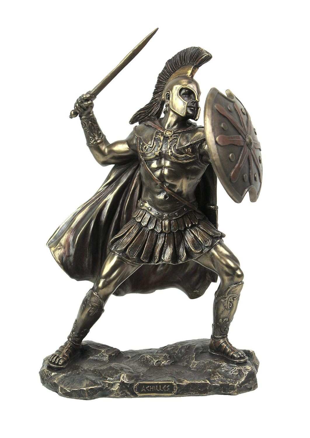 Estatueta de Aquiles em Resina com Acabamento Bronze Antigo - Decoração Temática Grega