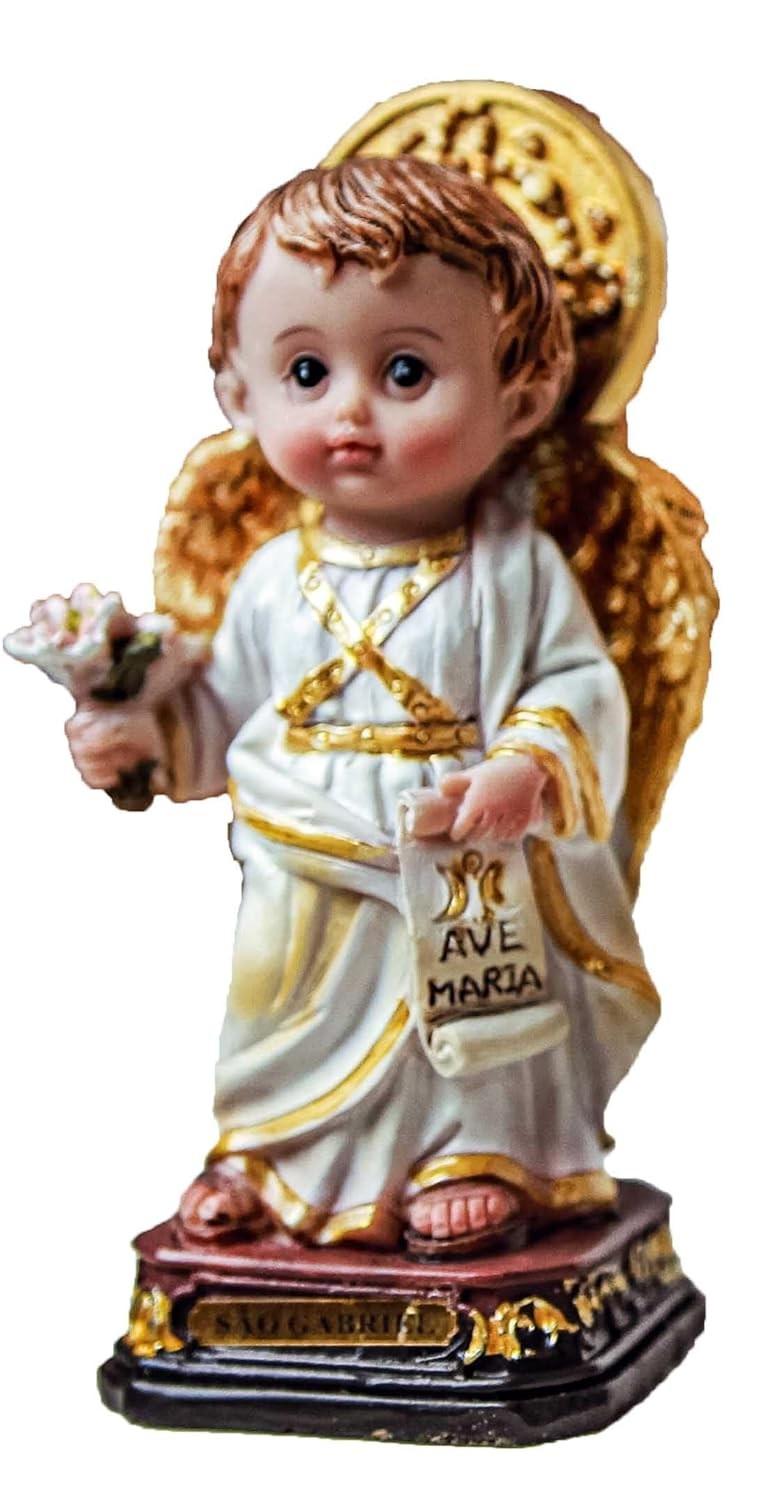 São Gabriel Arcanjo Baby 12cm em Resina - Imagem Sagrada para Decoração e Oração