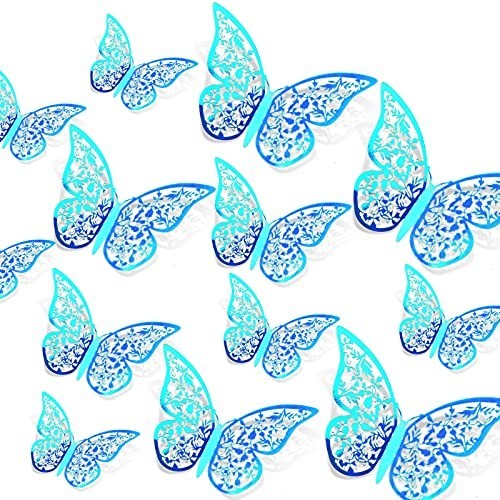 Adesivos de Parede Borboleta 3D - 24 Peças com 3 Tamanhos Diferentes | Decoração Arco-íris para Quarto