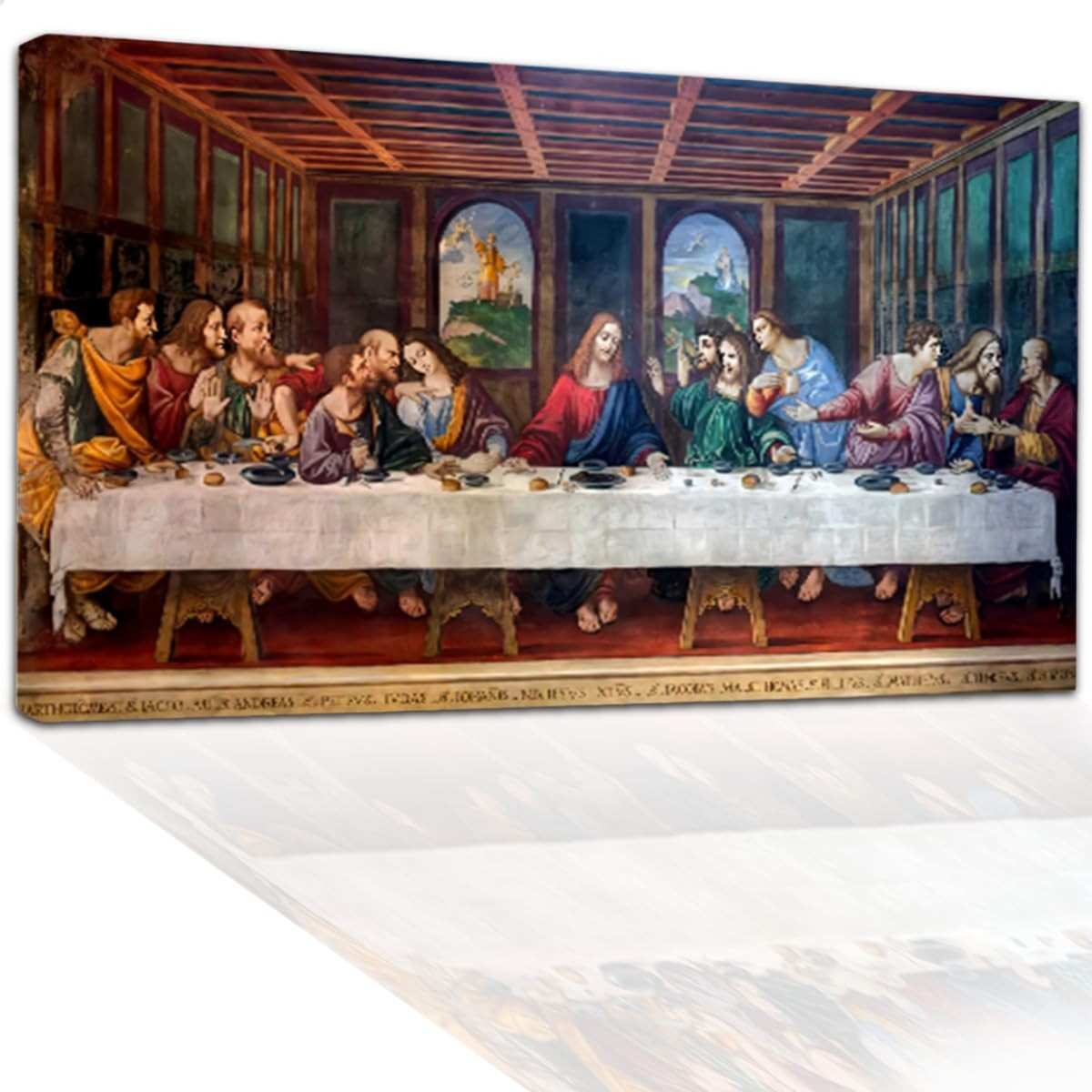 Quadro Tela Santa Ceia 90x60 cm - Decoração Elegante para Sala de Jantar com Impressão Digital Premium