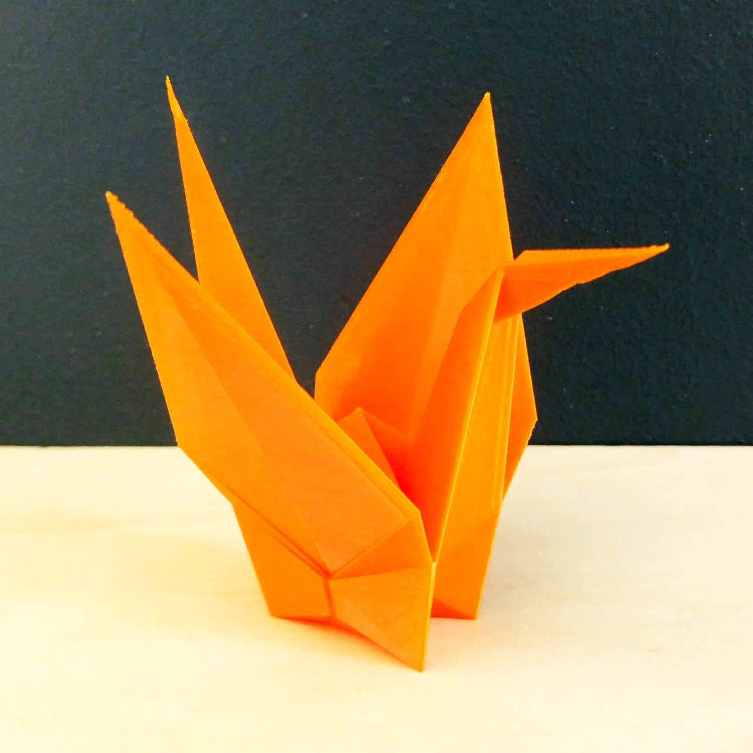Estatueta Pássaro Tsuru 3D Laranja - 13cm - Decoração Moderna e Artesanal
