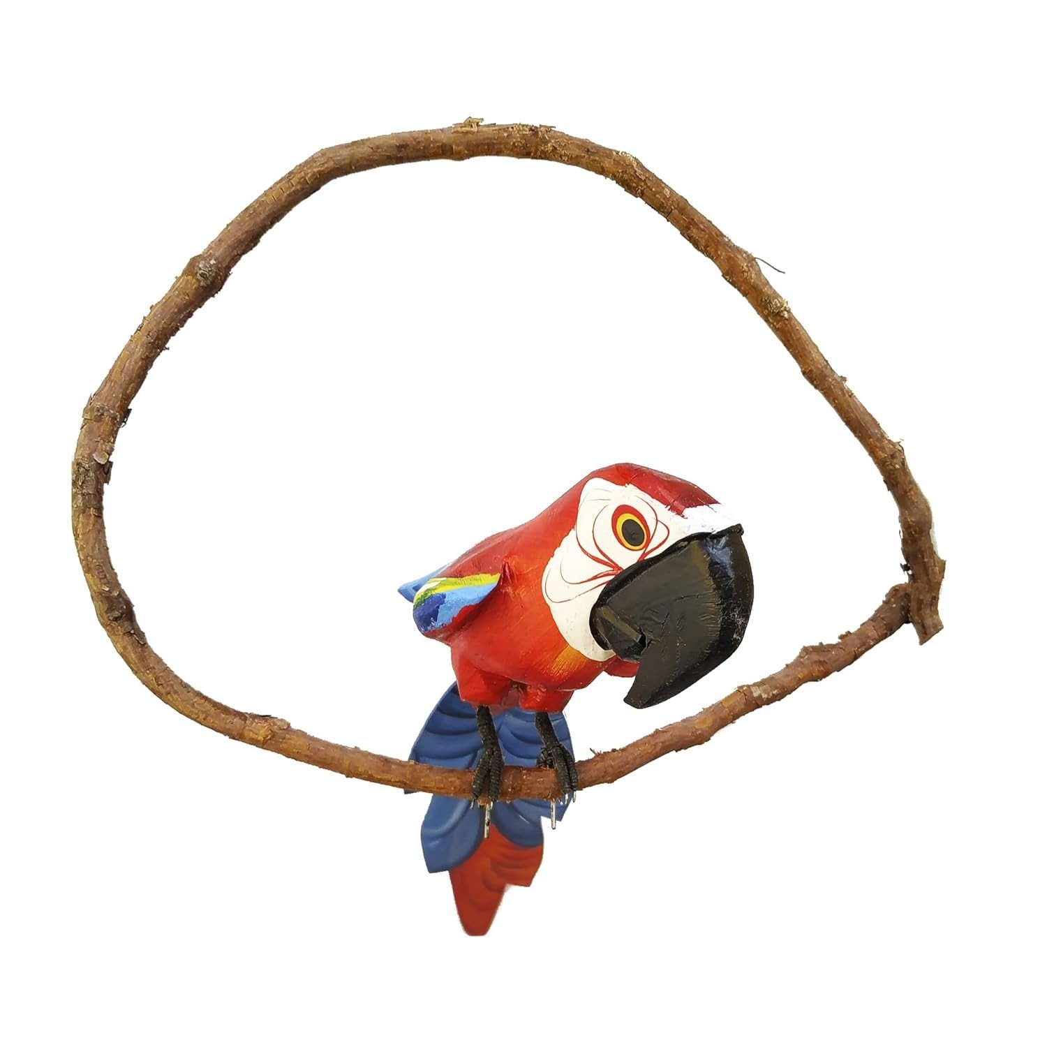 Pássaro no Cipó Arara de Madeira Artesanal Média 50cm - Decoração Natural e Elegante