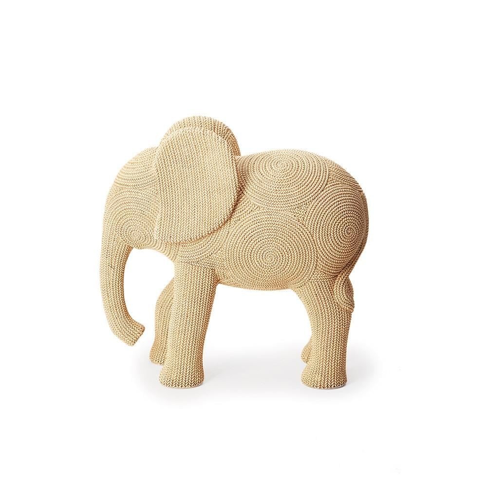 Escultura de Elefante em Polirresina Bege - Decoração Elegante e Moderna