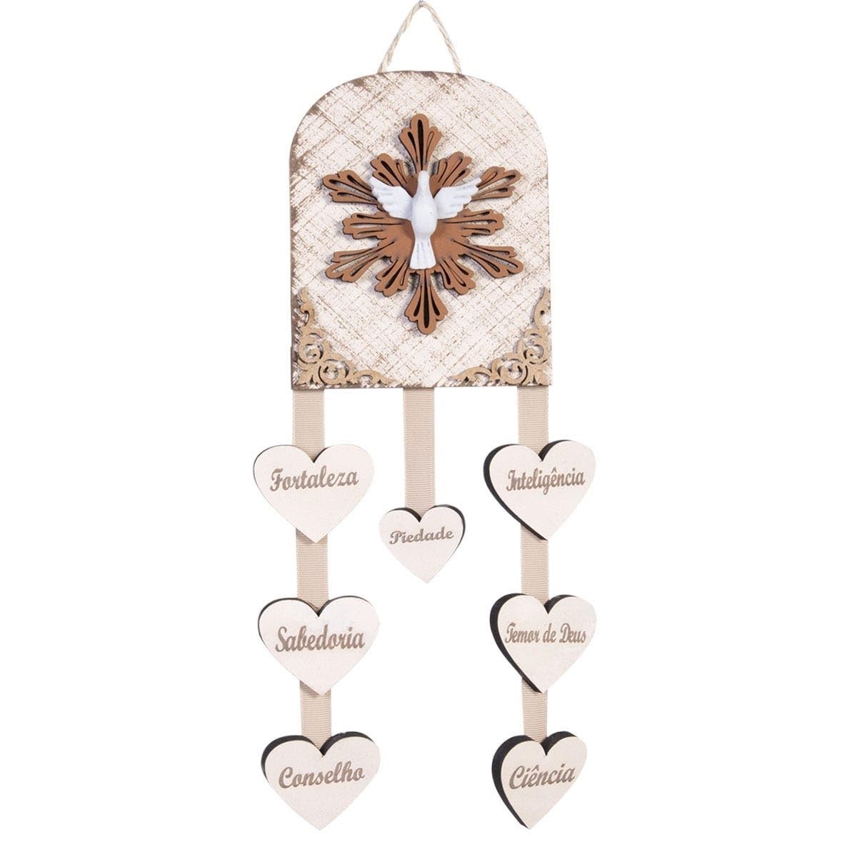 Adorno de Porta ou Parede Sete Dons do Espírito Santo em MDF - Decoração Espiritual Elegante