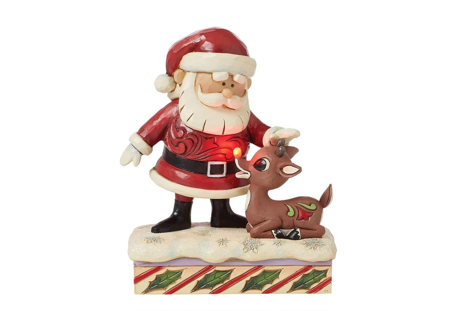 Rudolph Iluminado Jim Shore - Estatueta de Natal com Luz, Decoração Encantadora para Sua Casa