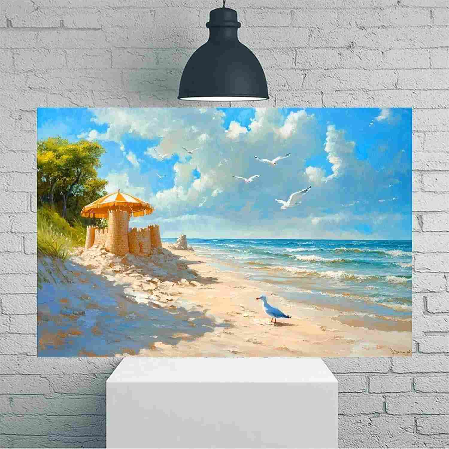 Arte de Parede Vintage Gaivotas Oceano 30,5x45,7cm - Decoração Rústica para Casa e Escritório