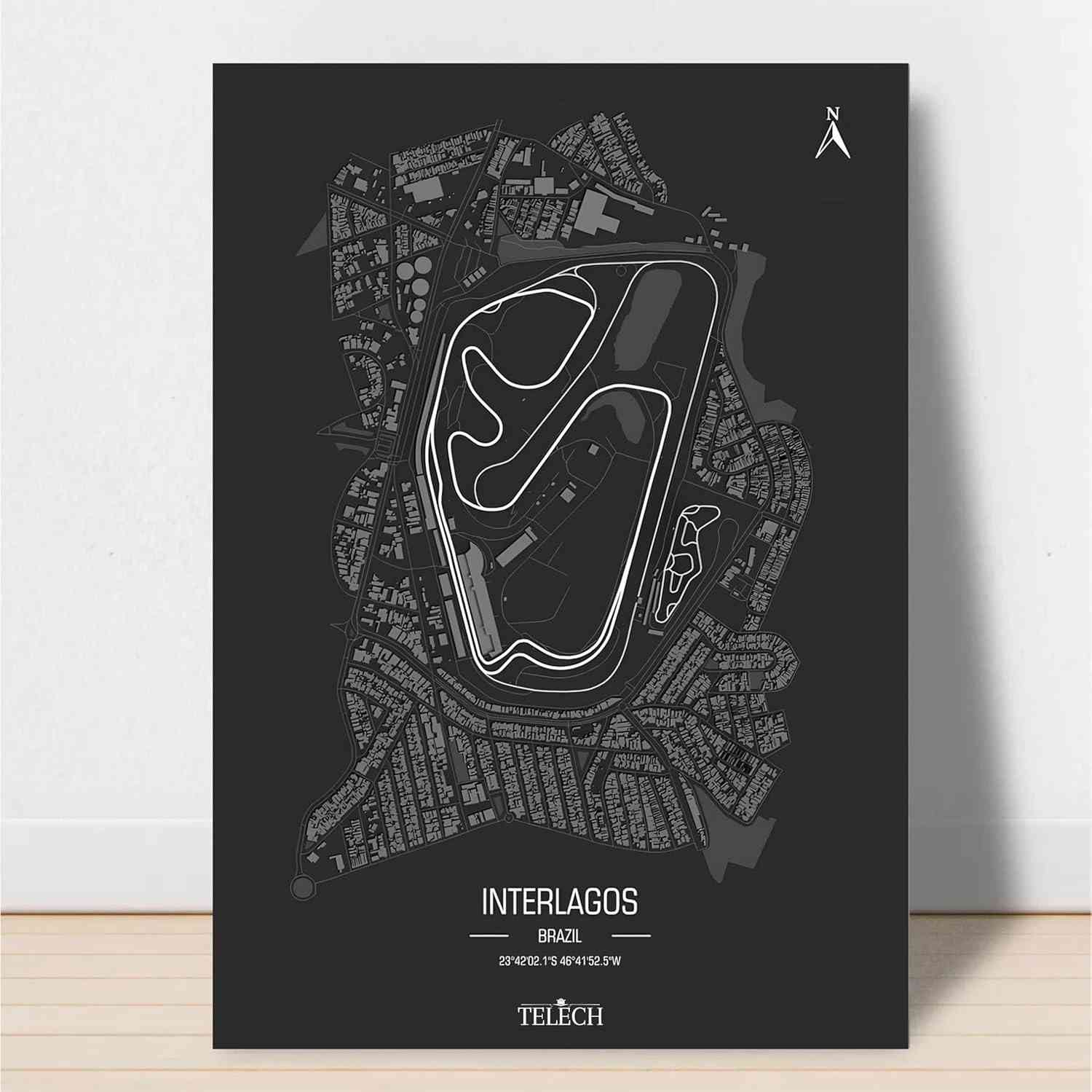 Quadro Decorativo Interlagos Autódromo Brasil - Pista Circuito 40x28cm | Decoração Automotiva Premium