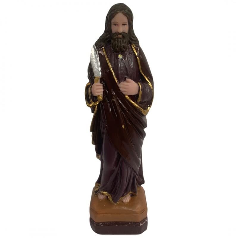 São Bartolomeu Escultura em Resina 18 cm - Decoração Religiosa Elegante e Duradoura