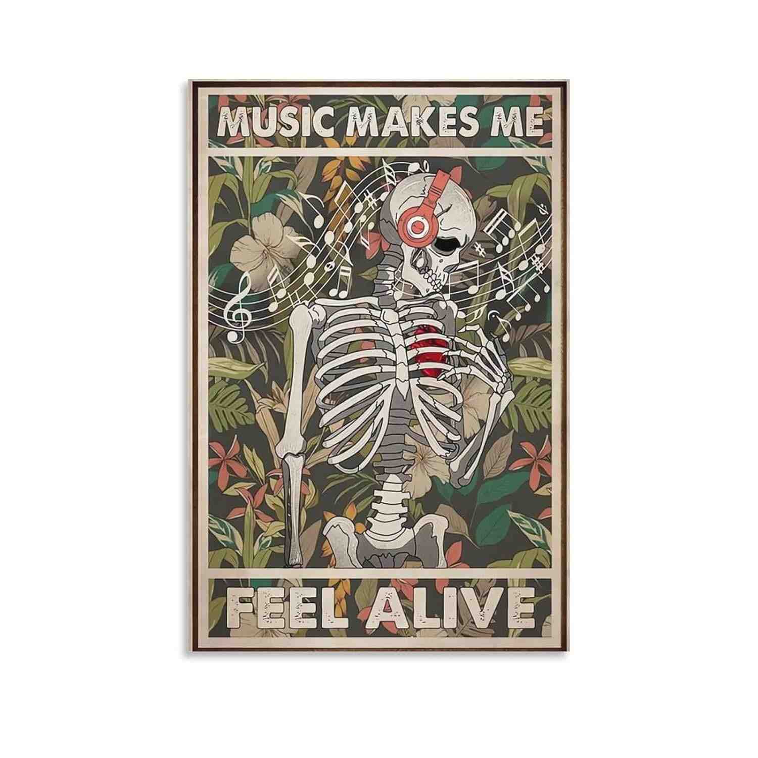 Pôster de Música com Arte de Caveira - Decoração Moderna para Quarto e Sala 50x76cm
