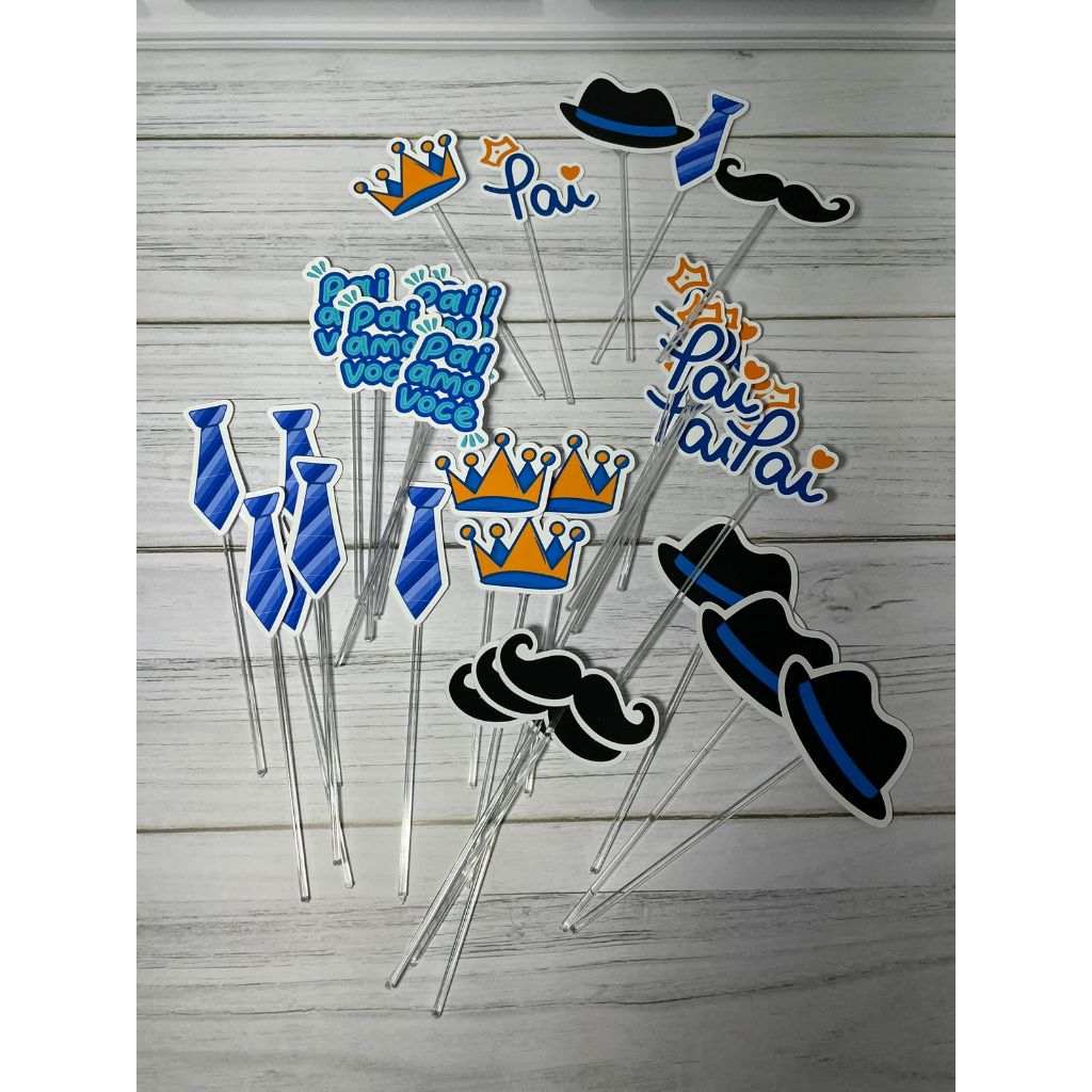 Toppers Dia dos Pais: Kit 30 Decorações 💙