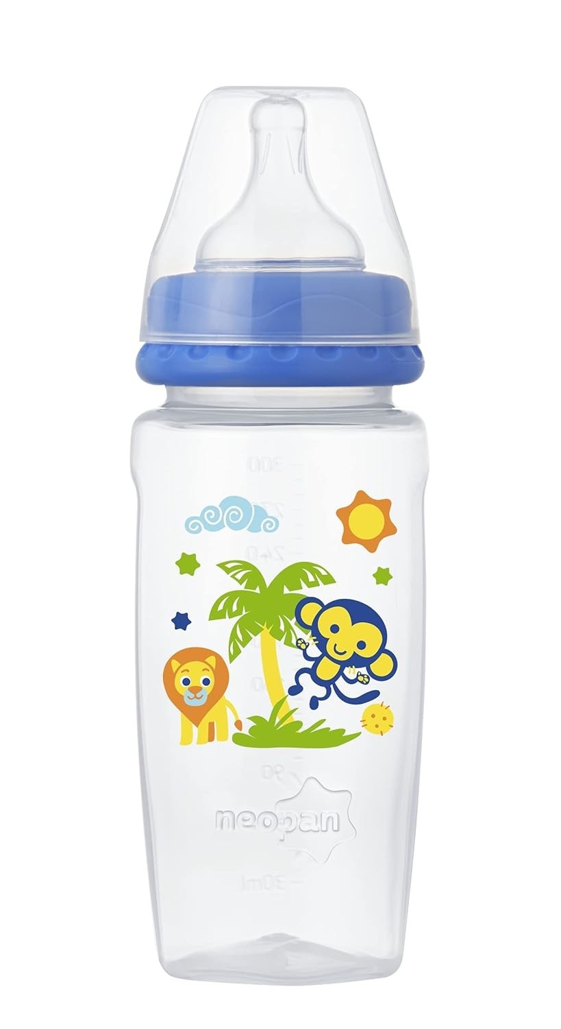 Mamadeira Decorada PAN Conv. 300ml Azul - Segura, Atóxica e Fácil de Limpar