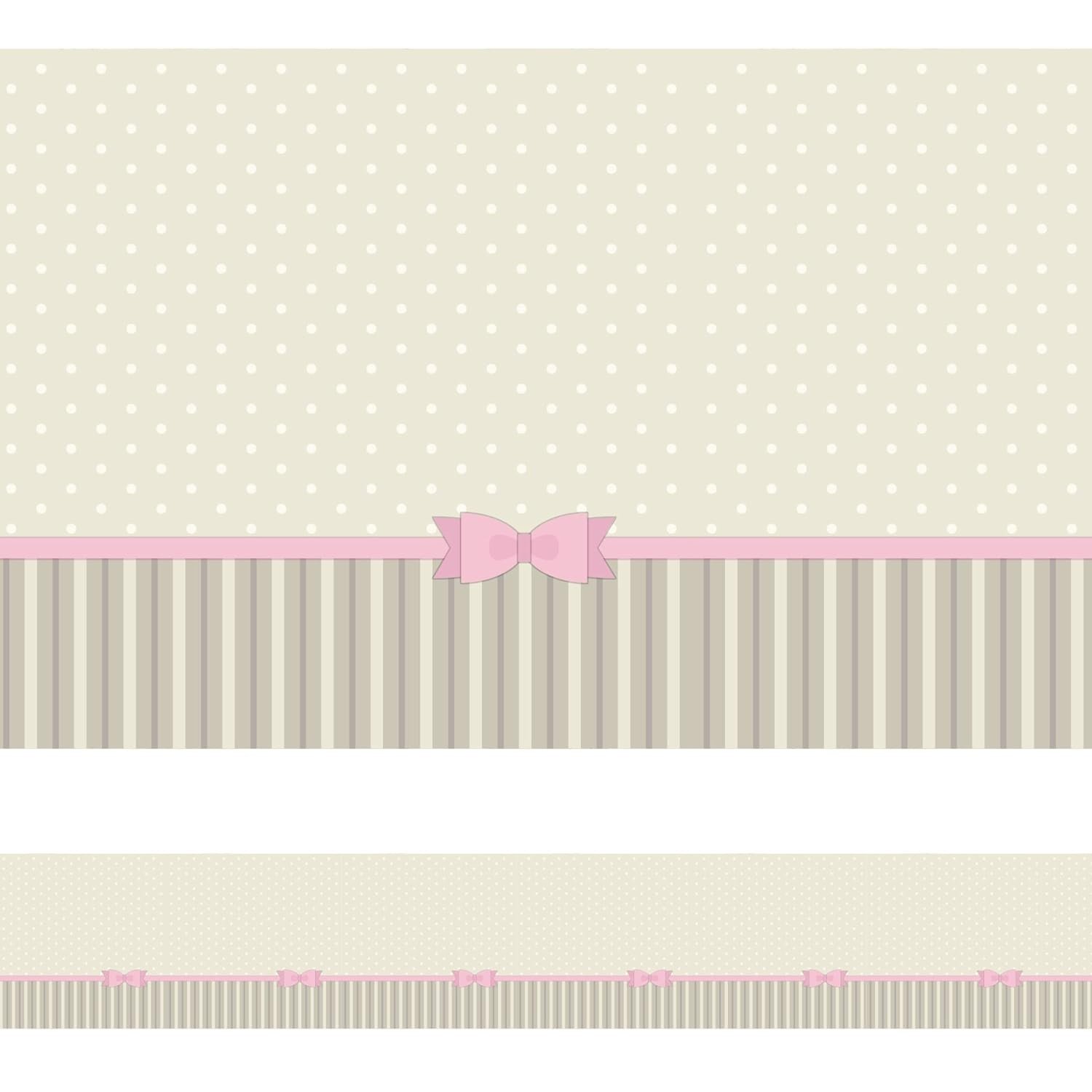 Faixa Decorativa para Quarto de Menina com Laço Rosa - 5m x 10cm - Charme e Estilo para Ambientes Infantil