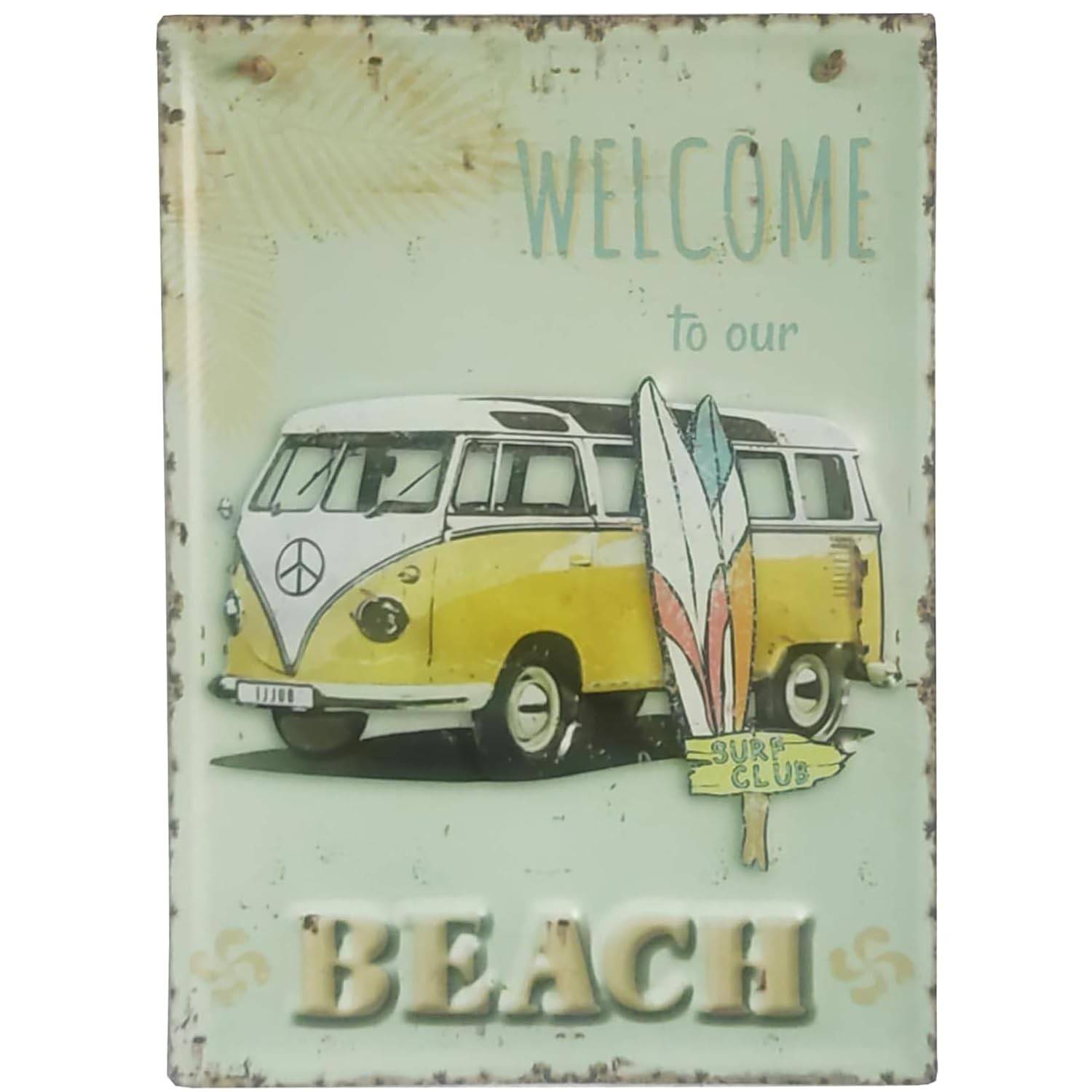 Quadro Placa Decorativa Beach em Metal Envelhecido 40x28cm - Charme Vintage para Ambientes Modernos