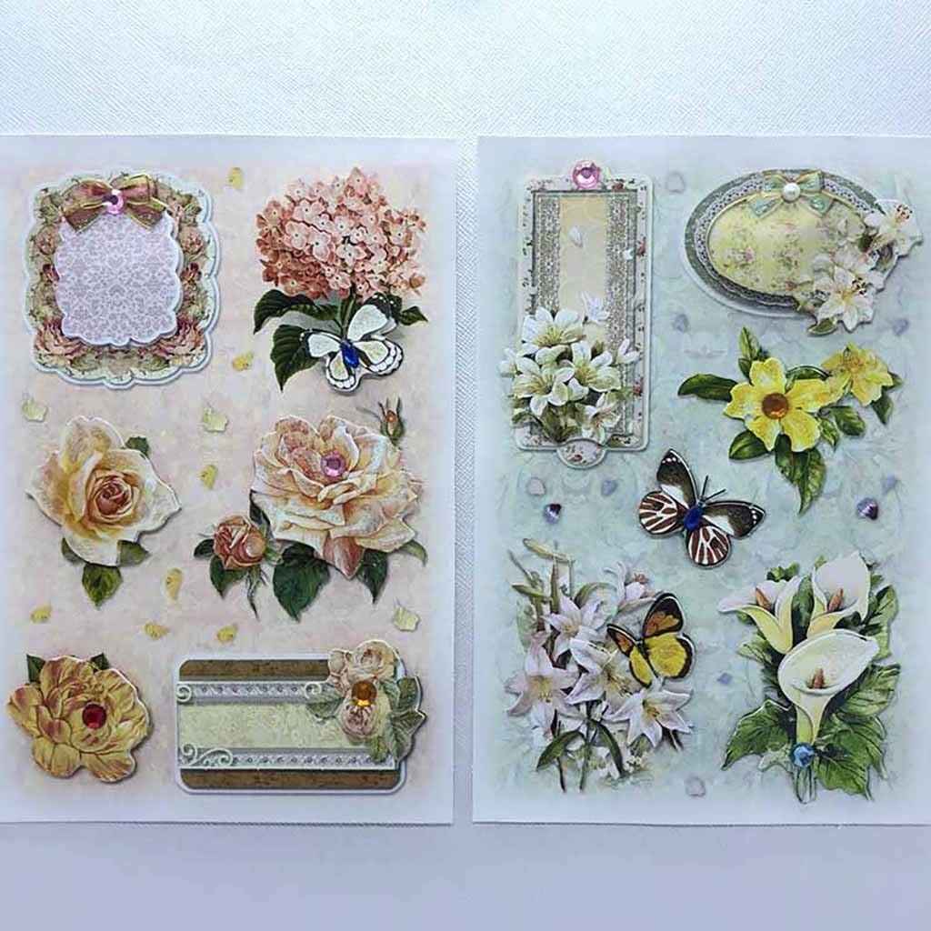 Kit Stickers Adesivos 3D com Glitter - Cartelas Decorativas para Scrapbook e Papelaria Criativa