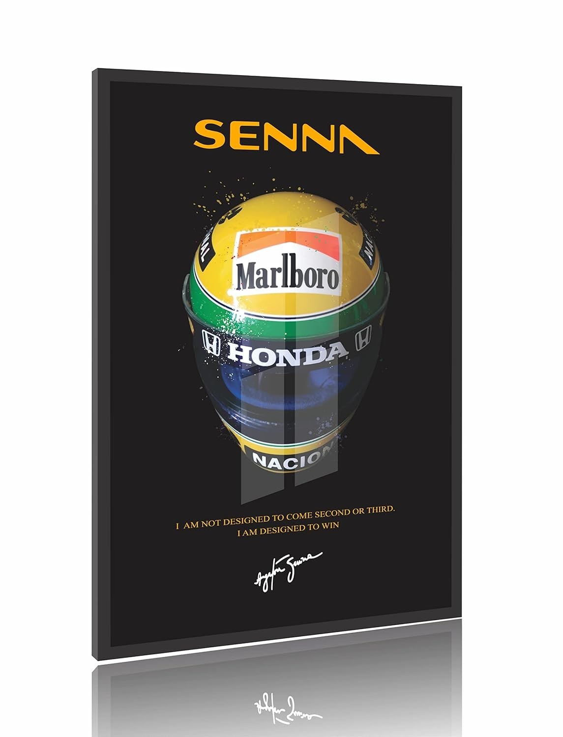 Quadro Decorativo Ayrton Senna 90x60cm - Moldura Preta com Acrílico Cristal